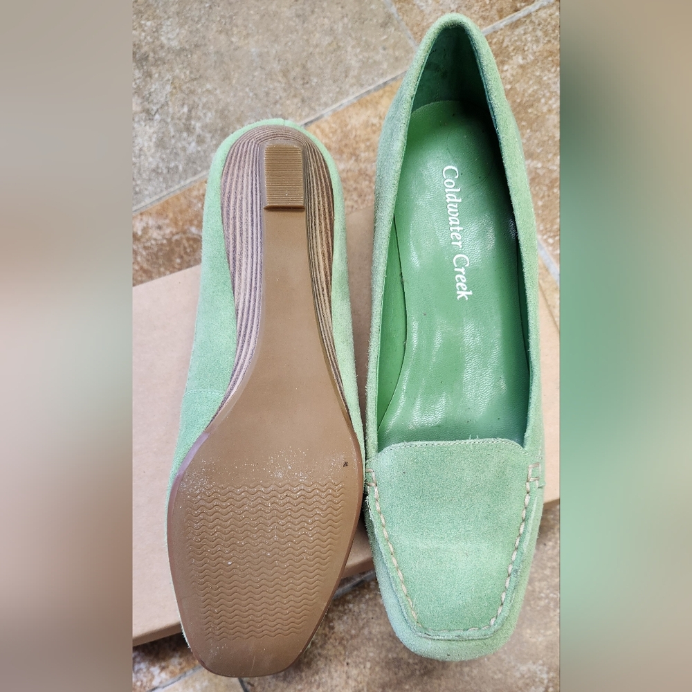 Coldwater Creek Mint Green Suede Loafers - Picture 2 of 3